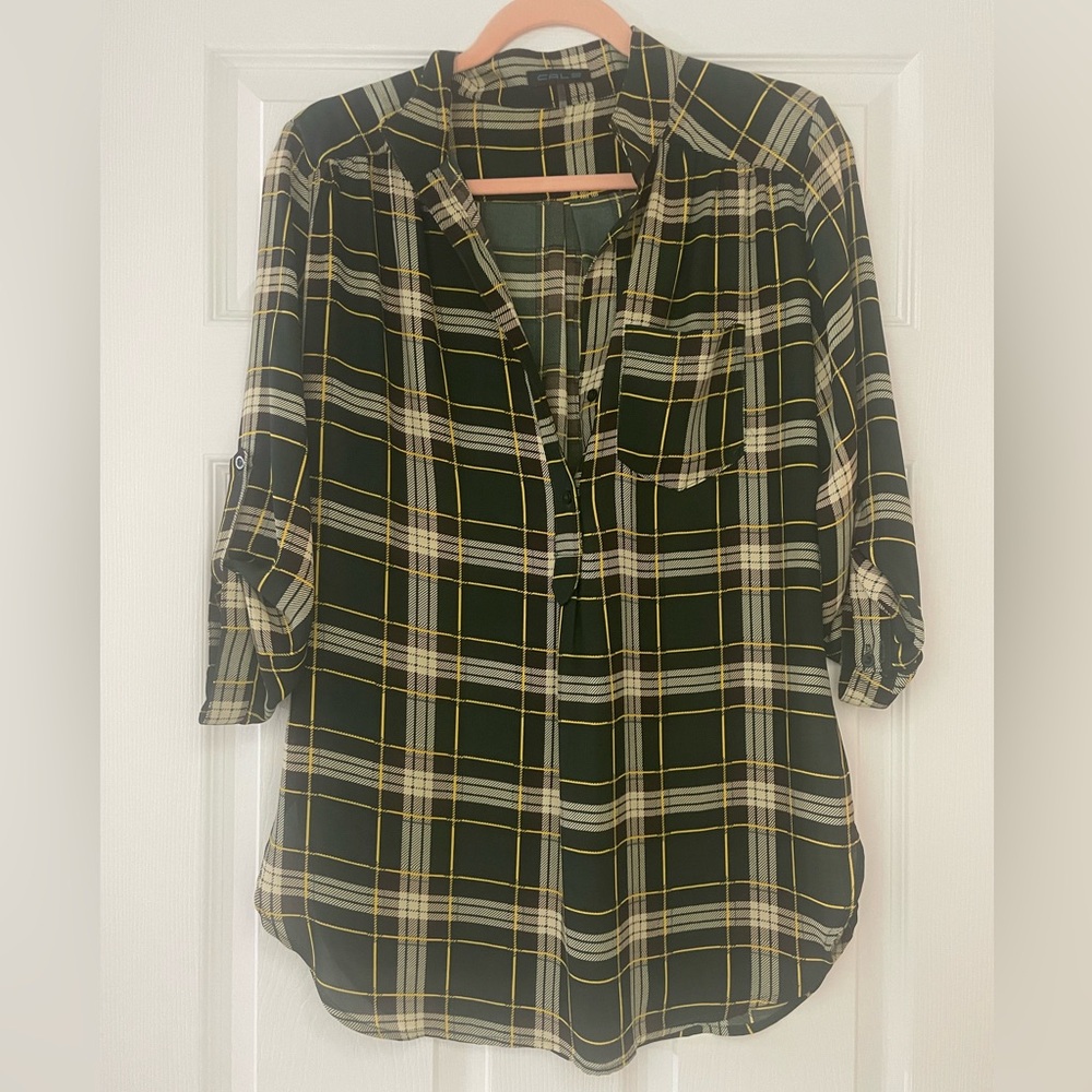 Boutique Oversized Plaid Print Blouse